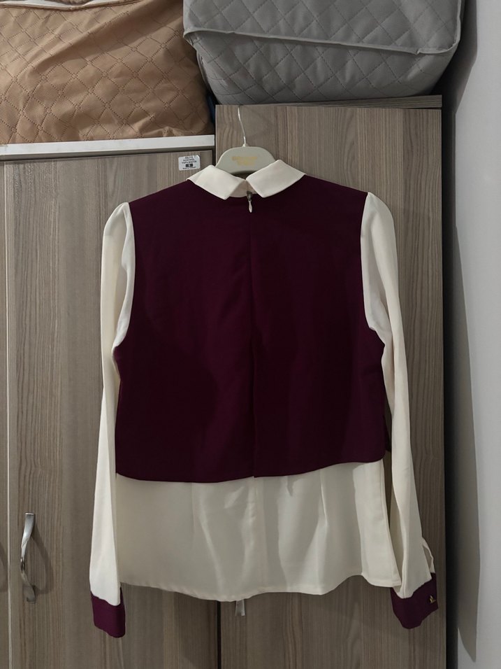 Bordo Nakışlı Kadın Gömlek - Görsel 2