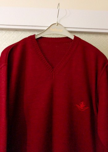 Bordo V Yaka Erkek Triko Kazak - Görsel 2