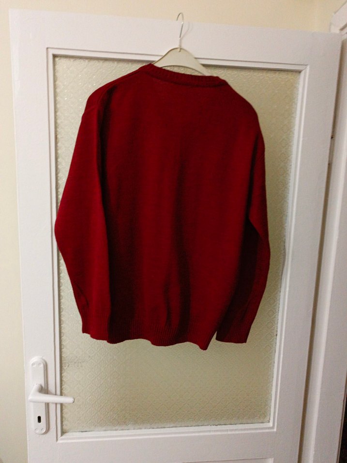 Bordo V Yaka Erkek Triko Kazak - Görsel 3