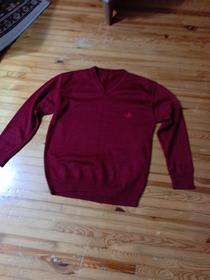 Bordo V Yaka Erkek Triko Kazak - Görsel 5