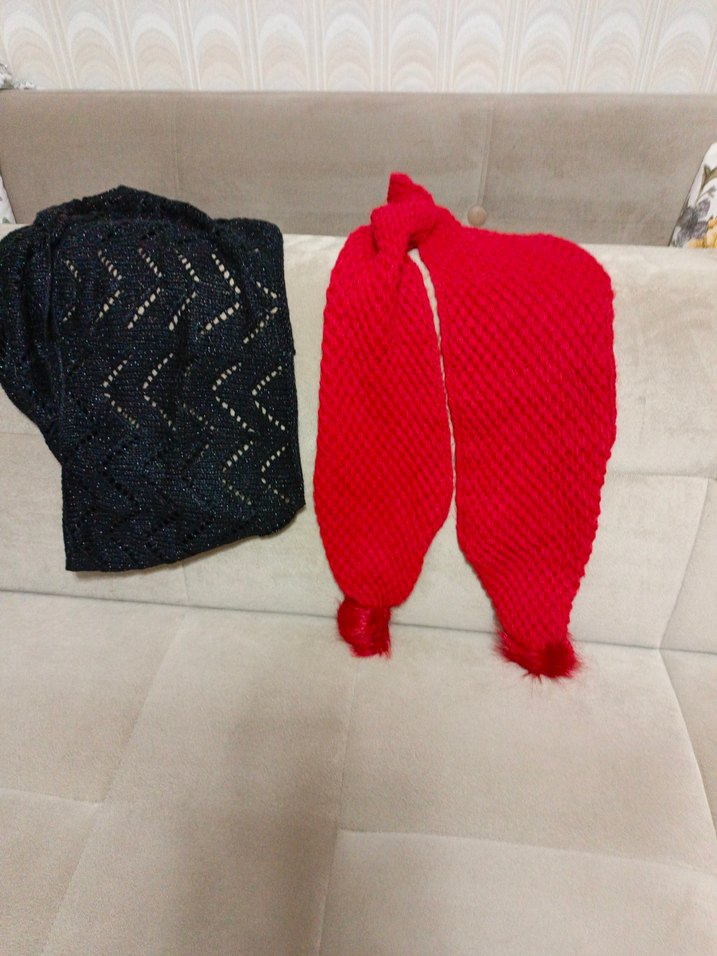 Kadın Bordo Örgü Atkı boyunluk - Görsel 2