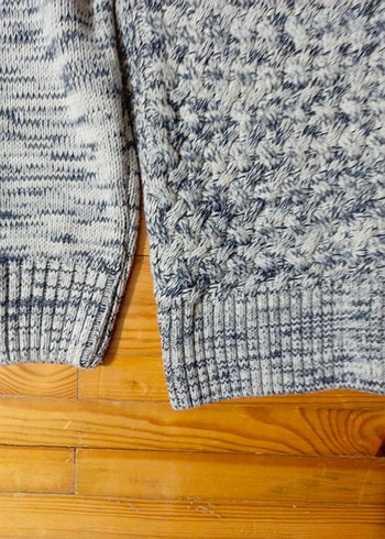 Gri Örgü Yılan Desenli Yüksek Yaka Erkek Kazak sıfır - Görsel 7