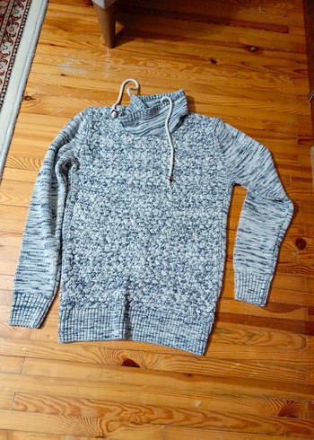 Gri Örgü Yılan Desenli Yüksek Yaka Erkek Kazak sıfır - Görsel 6