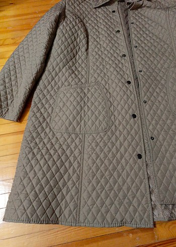 Bej Düğmeli Kadın Midi Mont - Görsel 4