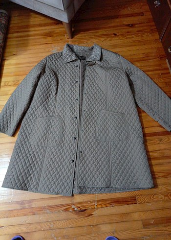 Bej Düğmeli Kadın Midi Mont - Görsel 6