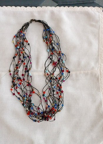 Uzun Çok Renkli Boncuklu Bohem Kadın Kolye - Görsel 3