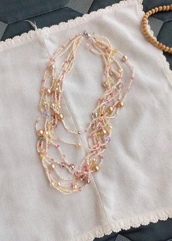 Uzun Renkli Boncuklu Bohem Kolye - Görsel 4