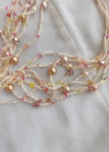 Uzun Renkli Boncuklu Bohem Kolye - Görsel 5