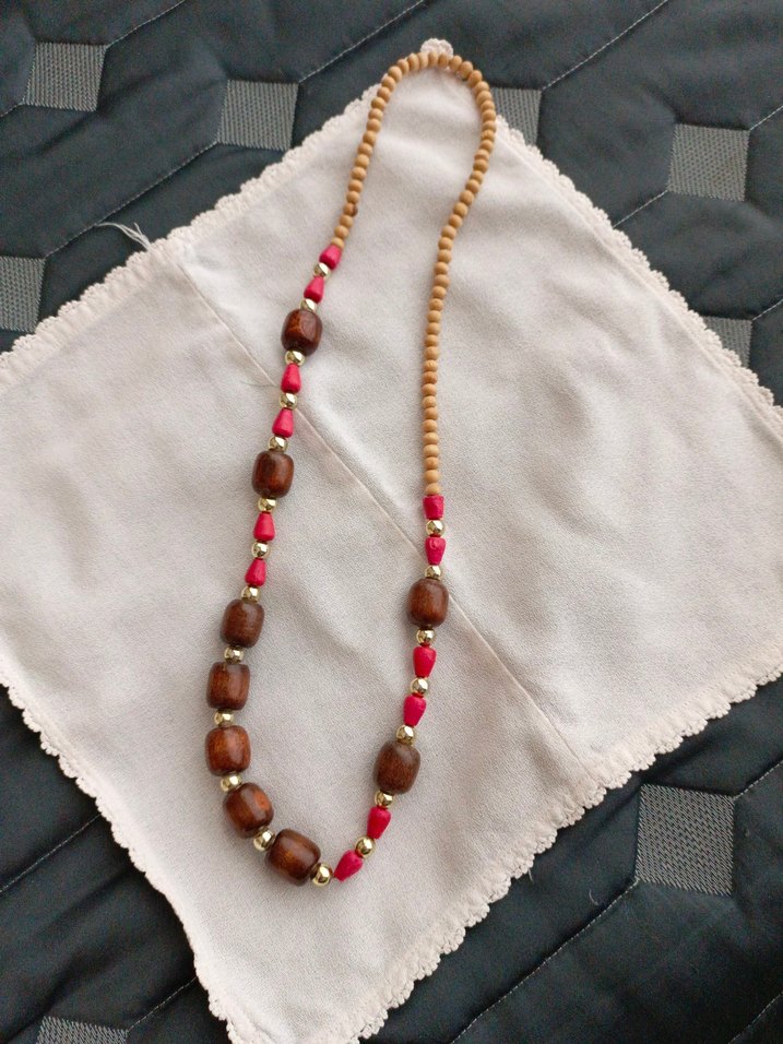 Uzun Renkli Boncuklu Bohem Kolye - Görsel 3