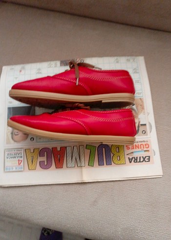 Kırmızı bayan babet - Görsel 5