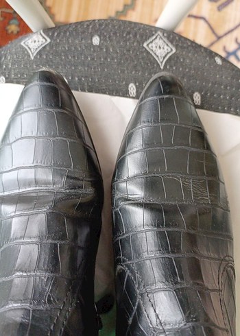 Siyah Deri Yılan Desenli Topuklu Bot - Görsel 6