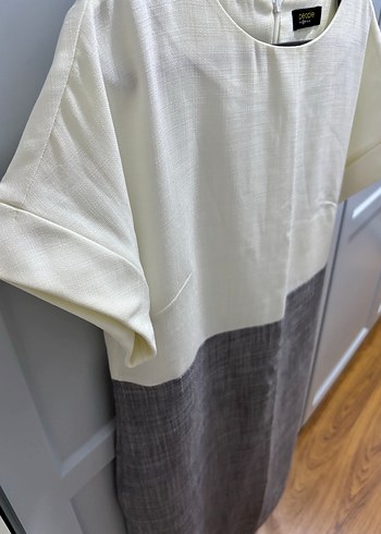 Fabrika marka Kısa Kollu Midi Elbise -ofis - Görsel 4