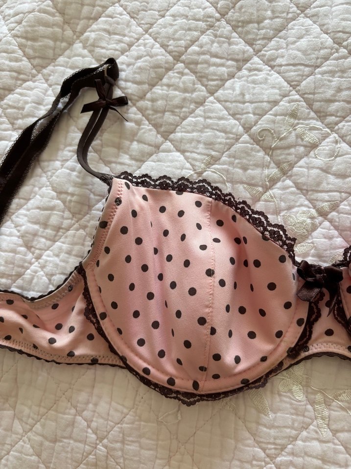 Puantiyeli Pembe sütyen / çok iyi durumda - Görsel 2