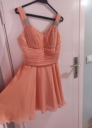 Diğer Somon Rengi Abiye Mini Elbise