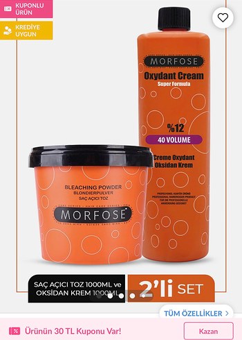 Morfose %12 toz saç açıcı ve oksidan - Görsel 2