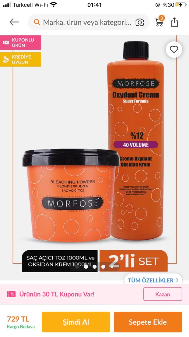 Morfose %12 toz saç açıcı ve oksidan - Görsel 2