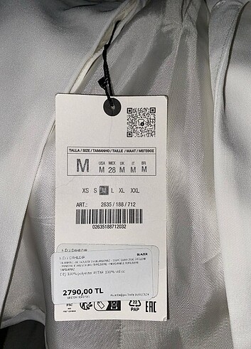 m Beden Zara blazer 