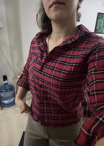 Kırmızı Kareli Kadın Gömlek - Görsel 8