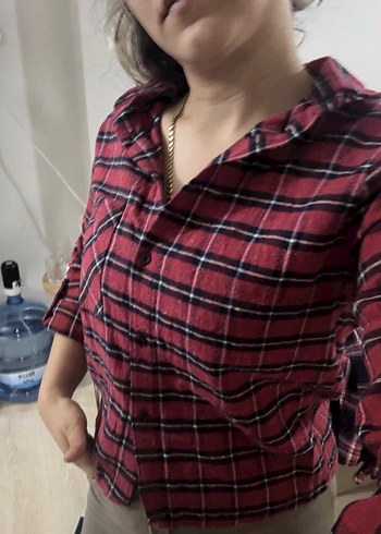 Kırmızı Kareli Kadın Gömlek - Görsel 7