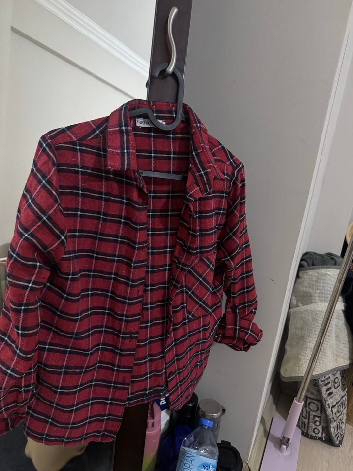 Kırmızı Kareli Kadın Gömlek - Görsel 2