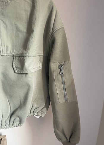s Beden Yarım Fermuarlı haki Kadın Sweatshirt