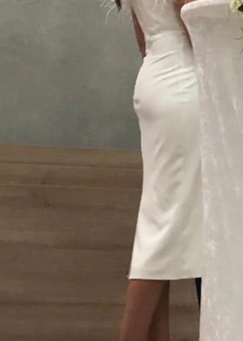 Abiye Beyaz Uzun Boy Straplez Drape Detaylı Abiye