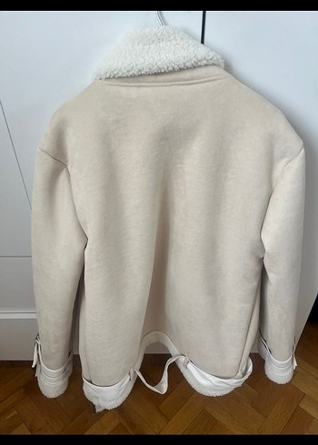 m Beden beyaz Renk Kadın Beyaz Midi Peluş Kaban