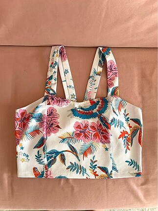 Koton Çiçekli Crop Bluz