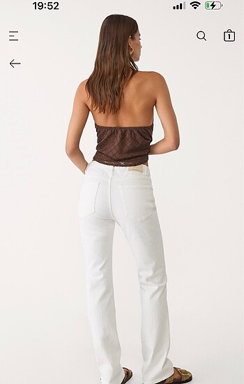 40 Beden beyaz Renk Stradivarius D98 Straight Fit Jean Pantolon