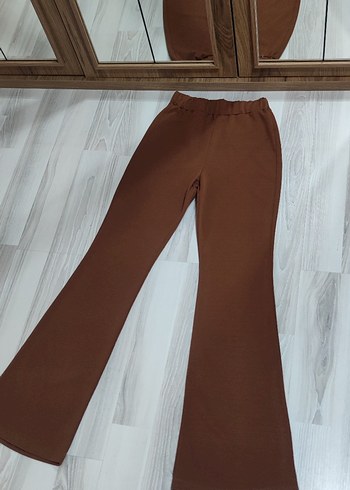 38 Beden kahverengi Renk İspanyol Paça Pantolon