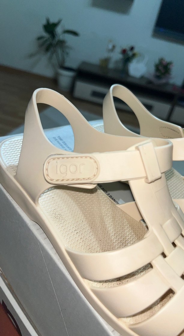 Kız Çocuk Bej Bantlı Kauçuk Sandalet - Görsel 4