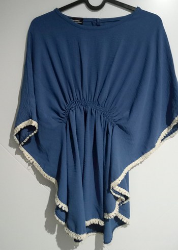 Mavi yarasa kol bluz - Görsel 2