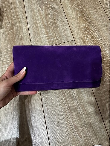 Mor kadife clutch çanta