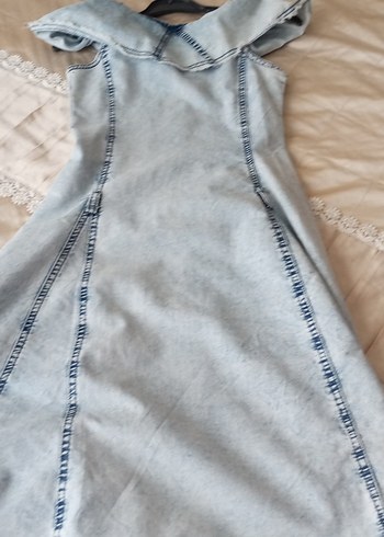 LC Waikiki Düğmeli Nakışlı Kot Uzun Elbise