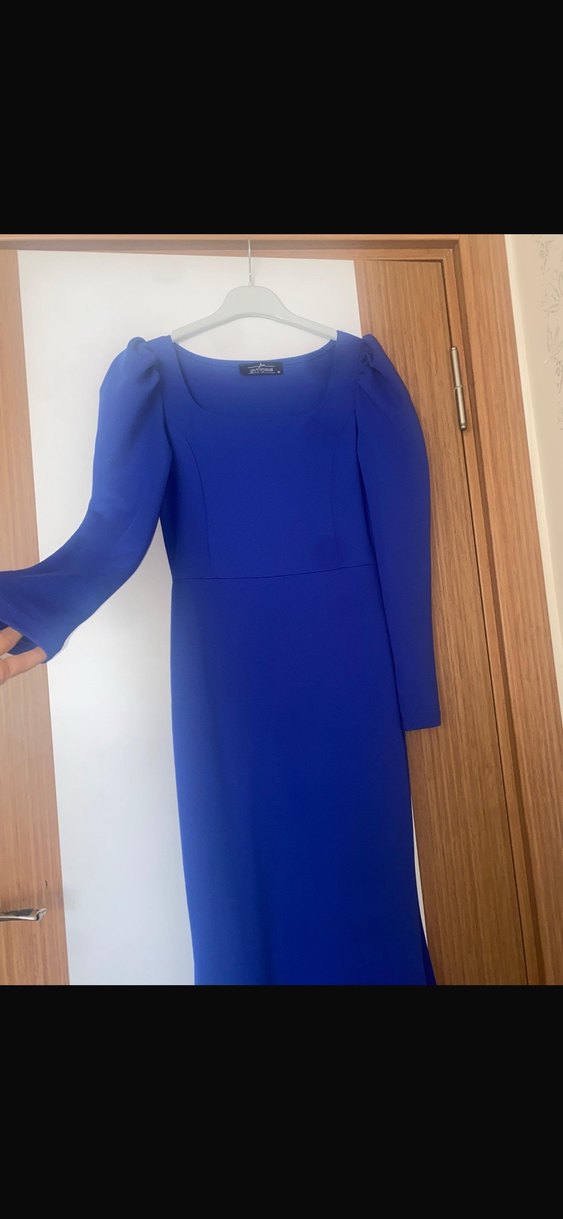 Uzun Kemerli  mavi  Balık Elbise - Görsel 2