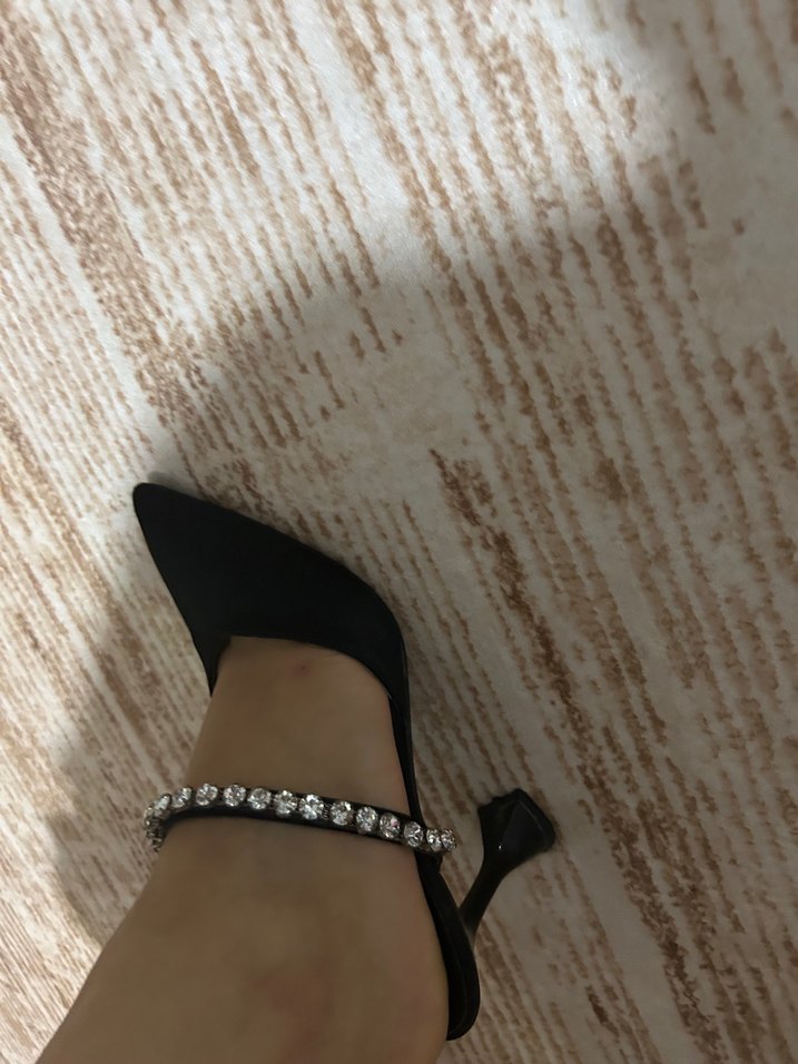 Parlak Tokalı Siyah Yılan Desenli Stiletto - Görsel 2