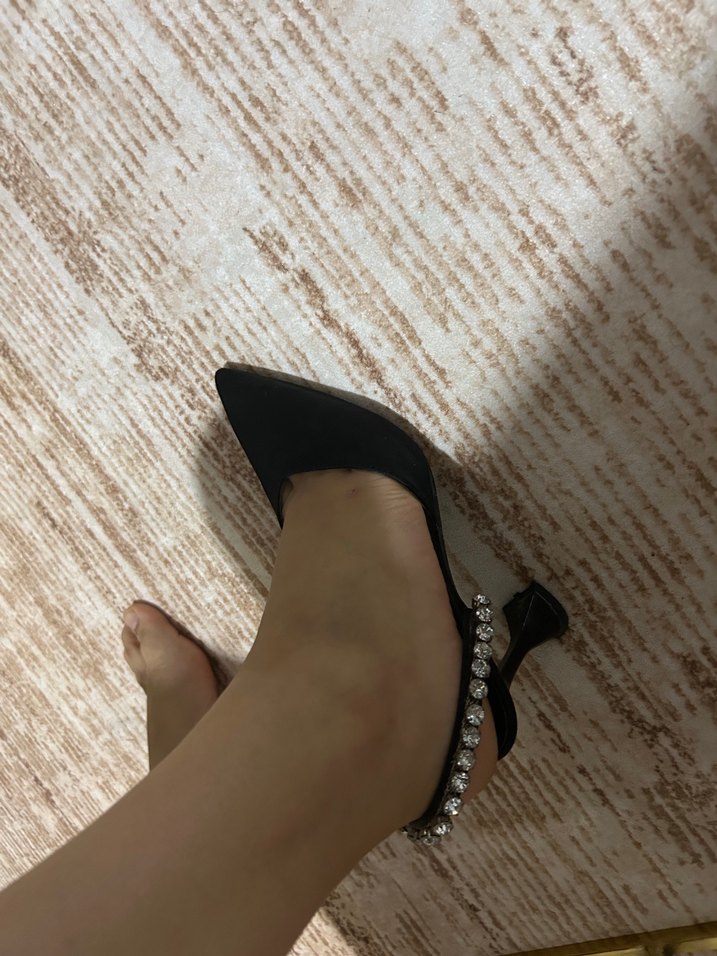 Parlak Tokalı Siyah Yılan Desenli Stiletto - Görsel 5