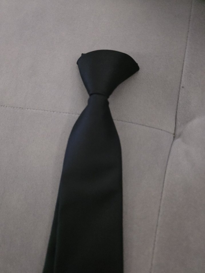 Düz Siyah çocuk Kravat - Görsel 2