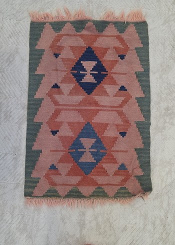 Pastel Çok Renkli Bağlama Desenli el dokuma kilim - Görsel 2