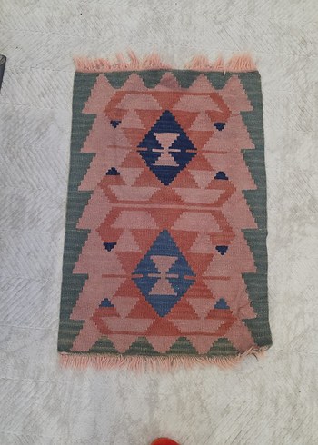 Pastel Çok Renkli Bağlama Desenli el dokuma kilim - Görsel 3