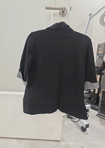 Siyah pamuklu  yarım Kollu Salaş Blazer - Görsel 5