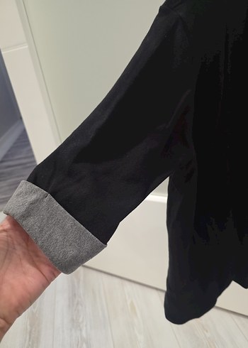 Siyah pamuklu  yarım Kollu Salaş Blazer - Görsel 3