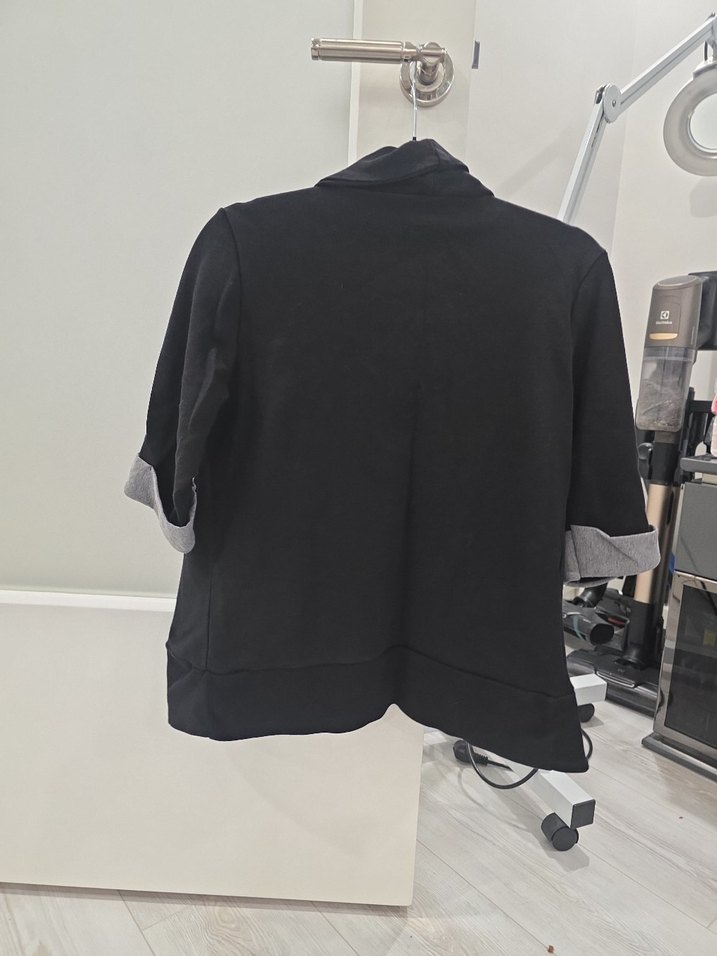 Siyah pamuklu  yarım Kollu Salaş Blazer - Görsel 5