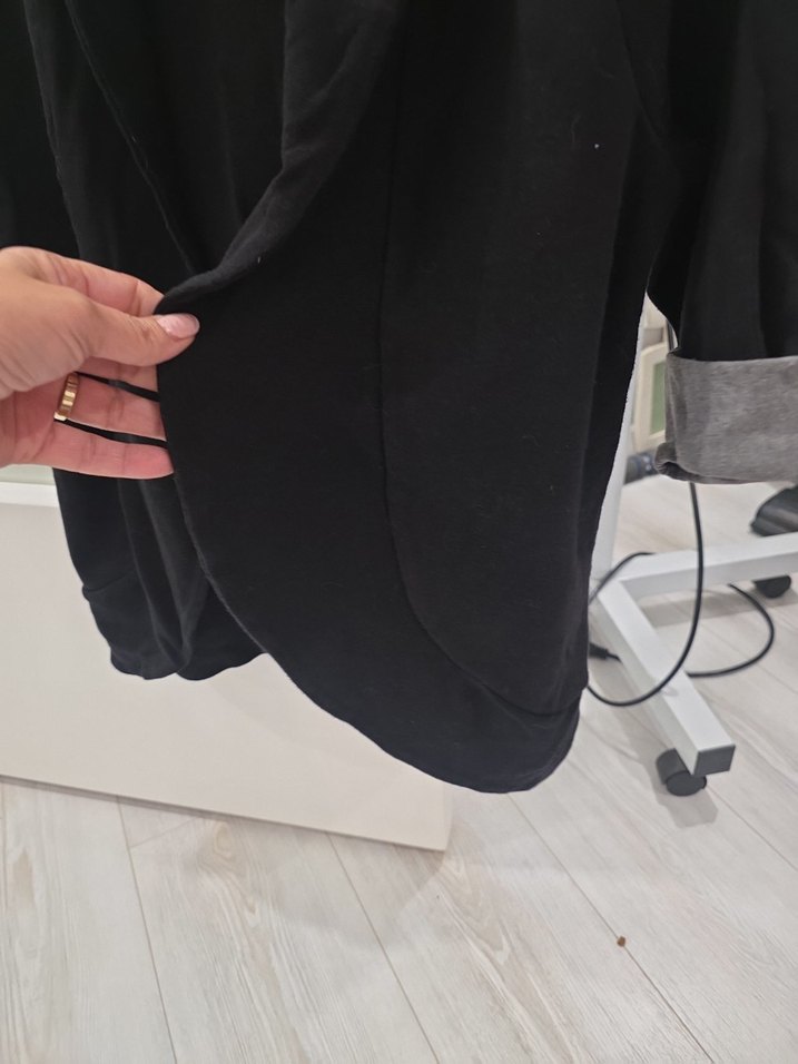 Siyah pamuklu  yarım Kollu Salaş Blazer - Görsel 4