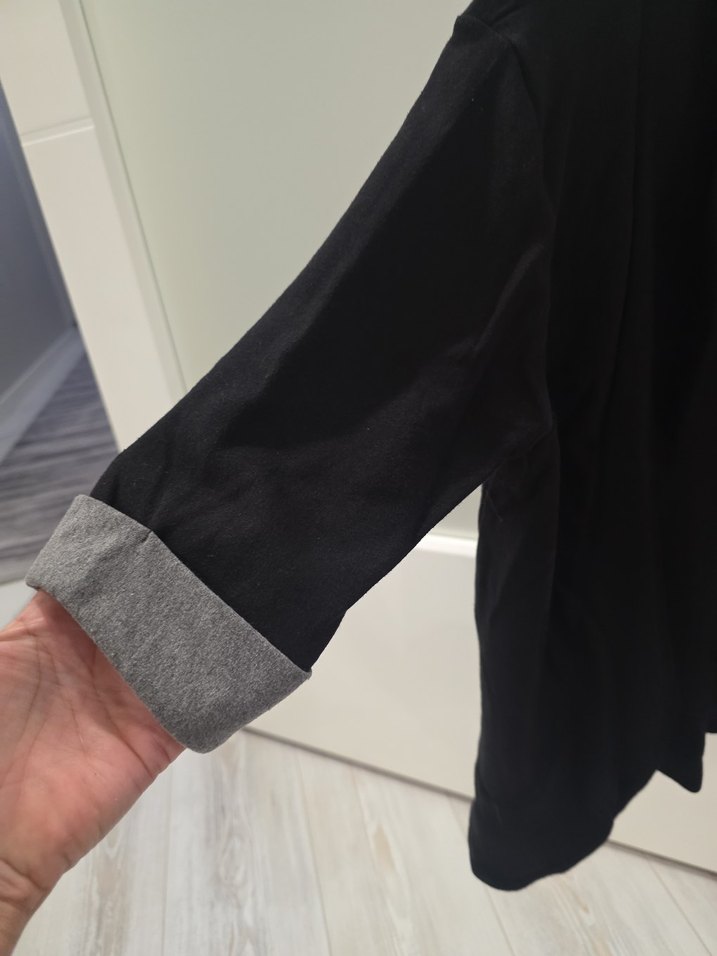 Siyah pamuklu  yarım Kollu Salaş Blazer - Görsel 3