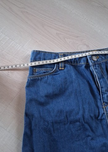 38 Beden mavi Renk Nakışlı Mavi Denim Midi Etek