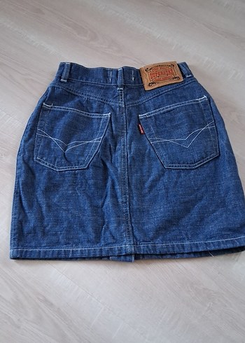 36 Beden mavi Renk Düğmeli Mavi Denim Midi Etek