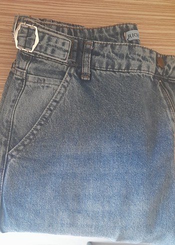 kadin mavi baggy kot pantolon