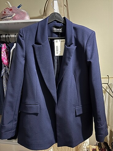 lacivert vatkalı blazer ceket
