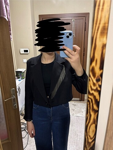 kısa crop zincirli blazer ceket